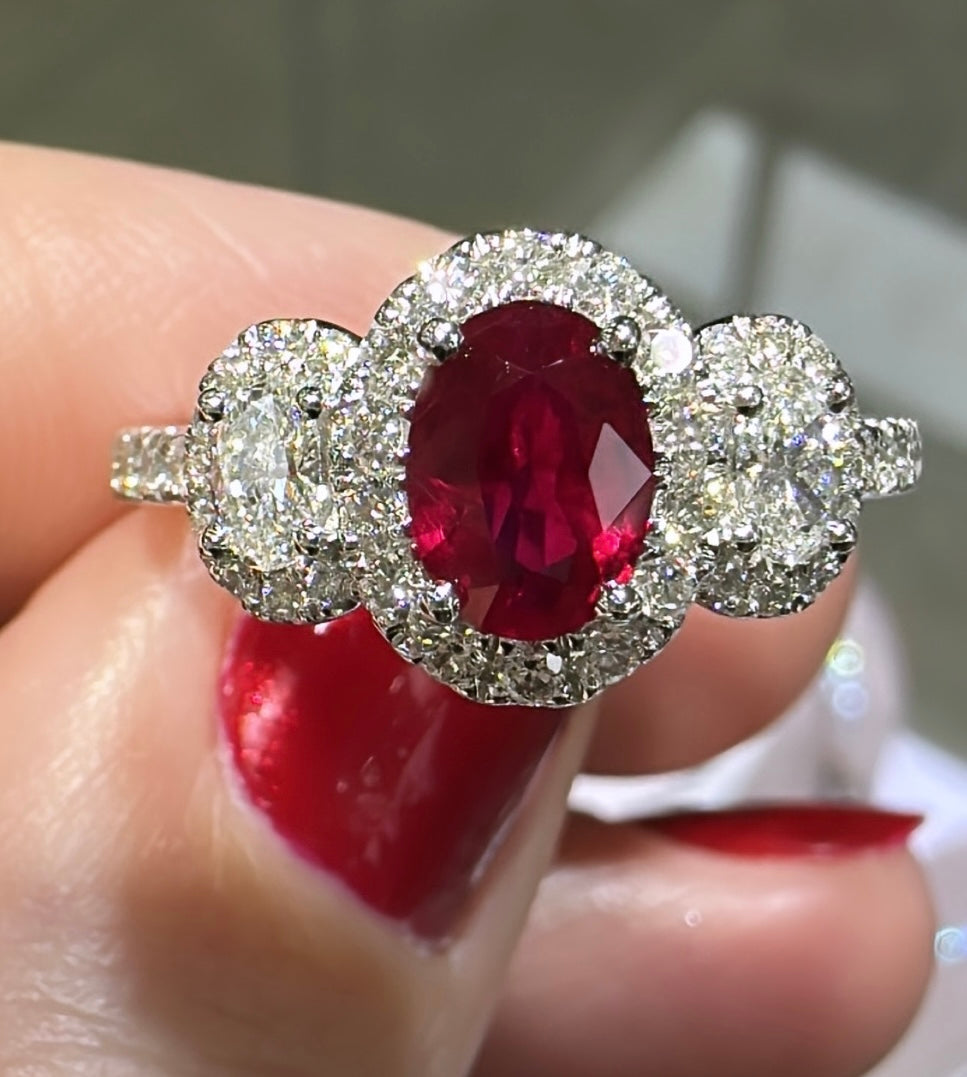 Ruby & Diamond Trilogy Ring in Platinum | London Victorian Ring Co – The  London Victorian Ring Co